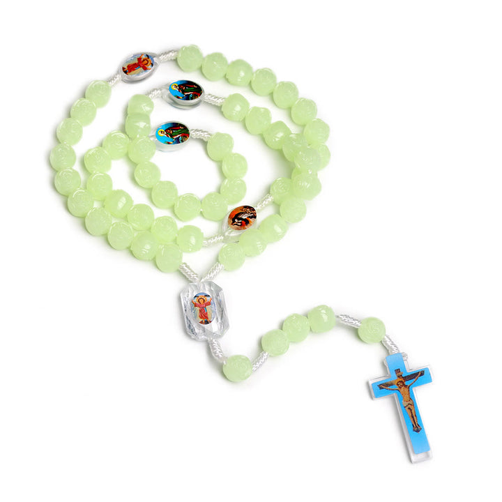 Christianartworkshop Crucifix de 10 mm en résine verte lumineuse avec cordon en nylon - image 3