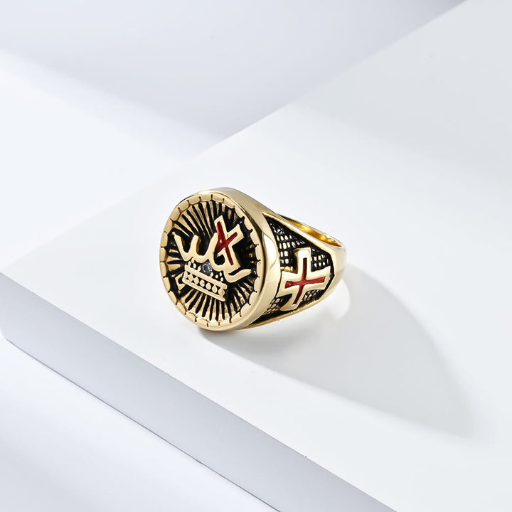 Bague en titane style rétro croix et couronne de Christianartworkshop - image 2