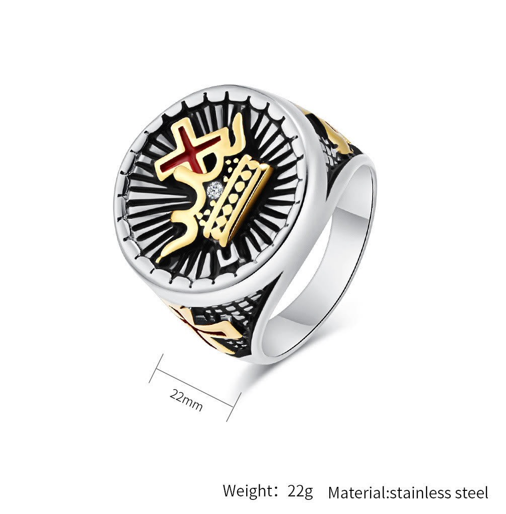 Bague en titane style rétro croix et couronne de Christianartworkshop - image 6