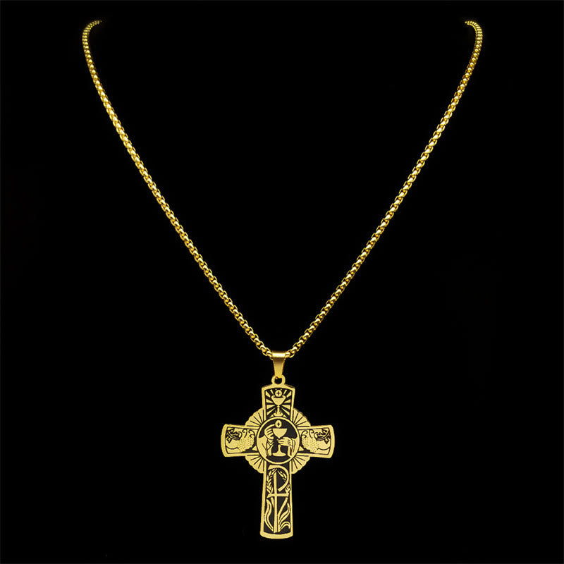 Christianartworkshop Collier croix eucharistique halo de vigne style multi-éléments - image 3