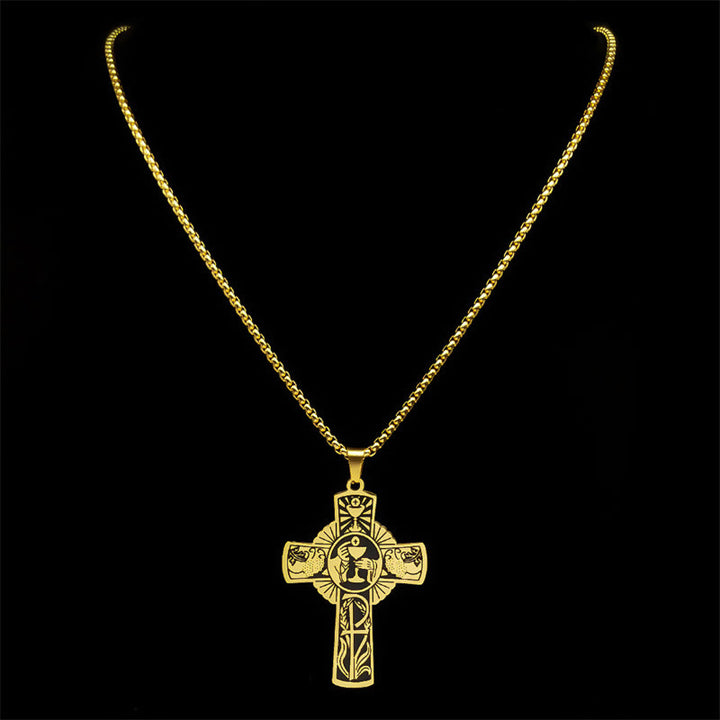 Christianartworkshop Collier croix eucharistique halo de vigne style multi-éléments - image 3