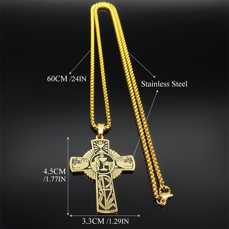 Christianartworkshop Collier croix eucharistique halo de vigne style multi-éléments - image 8