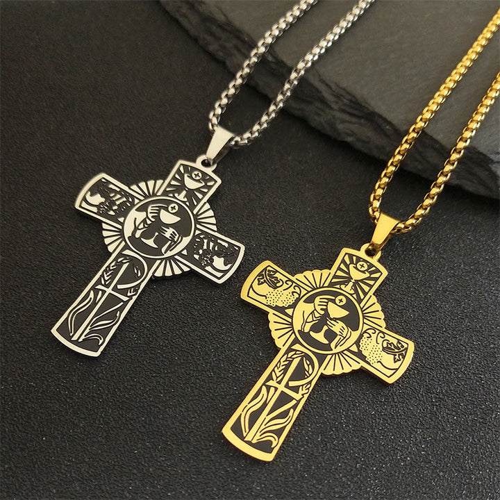 Christianartworkshop Collier croix eucharistique halo de vigne style multi-éléments - image 1