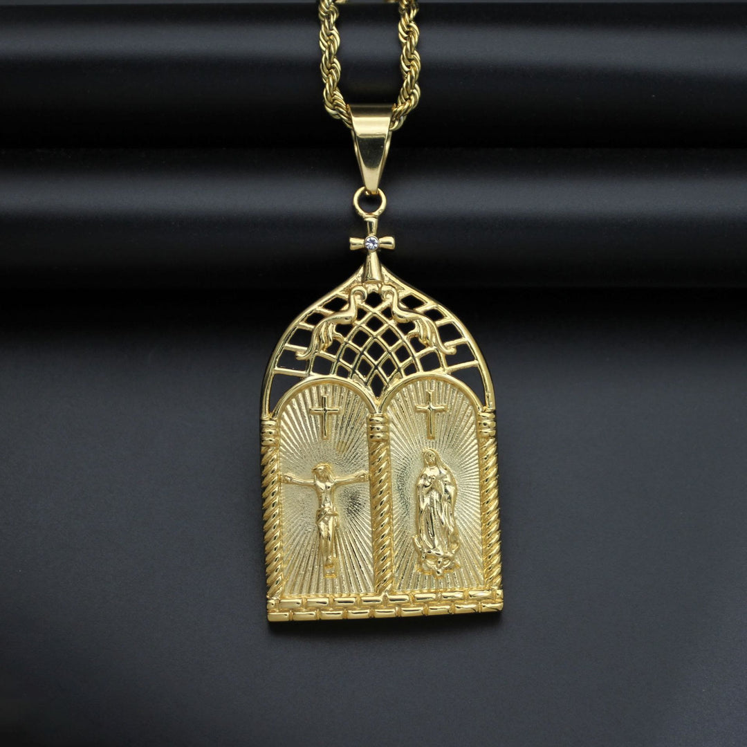 Christianartworkshop Collier style classique représentant Jésus et Notre-Dame sur la porte de l'église - image 2