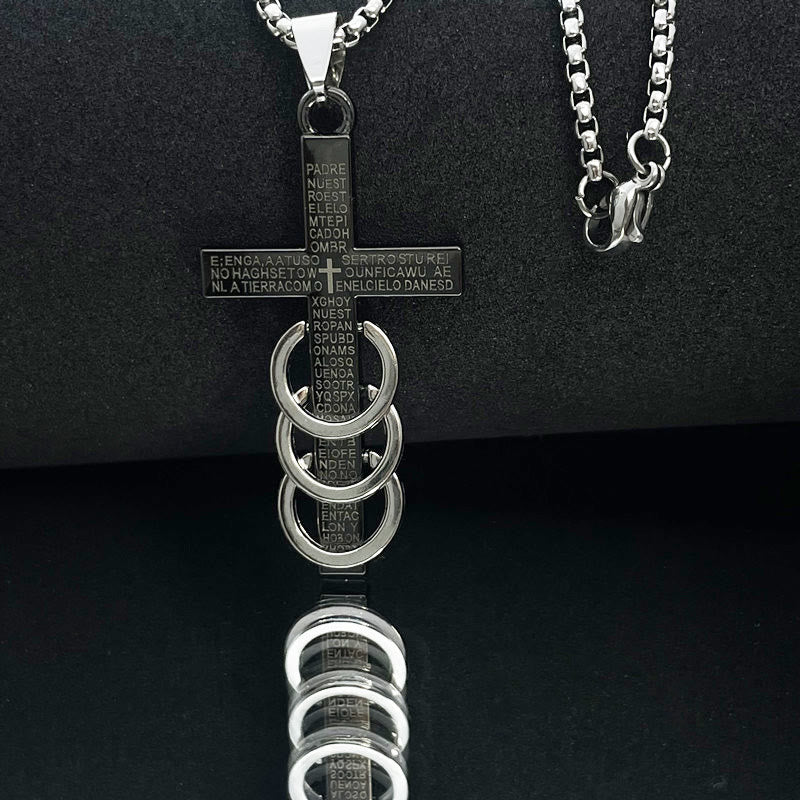 Christianartworkshop Collier en titane avec pendentif croix minimaliste et verset biblique - image 1