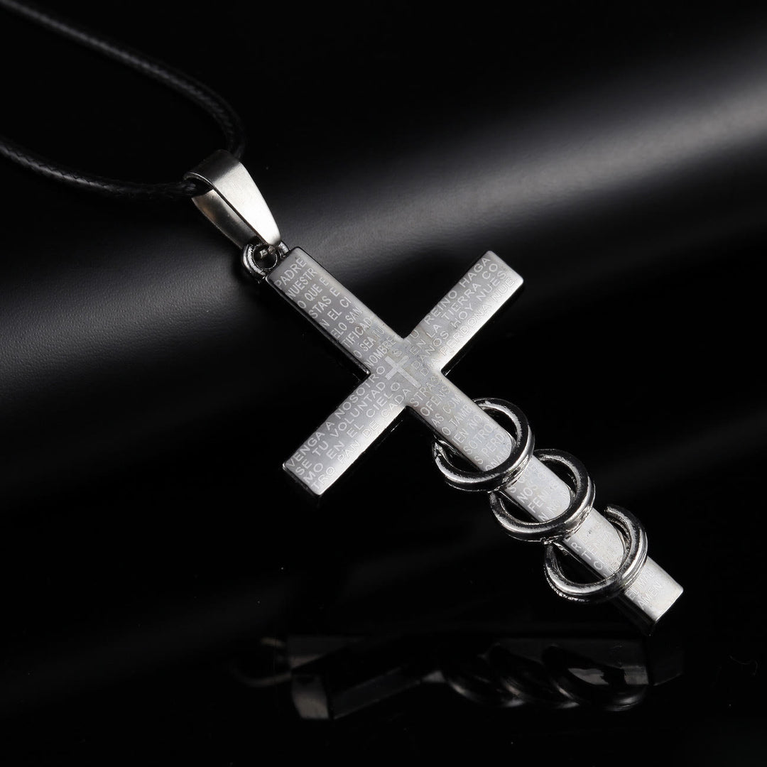 Christianartworkshop Collier en titane avec pendentif croix minimaliste et verset biblique - Métallique - image 0