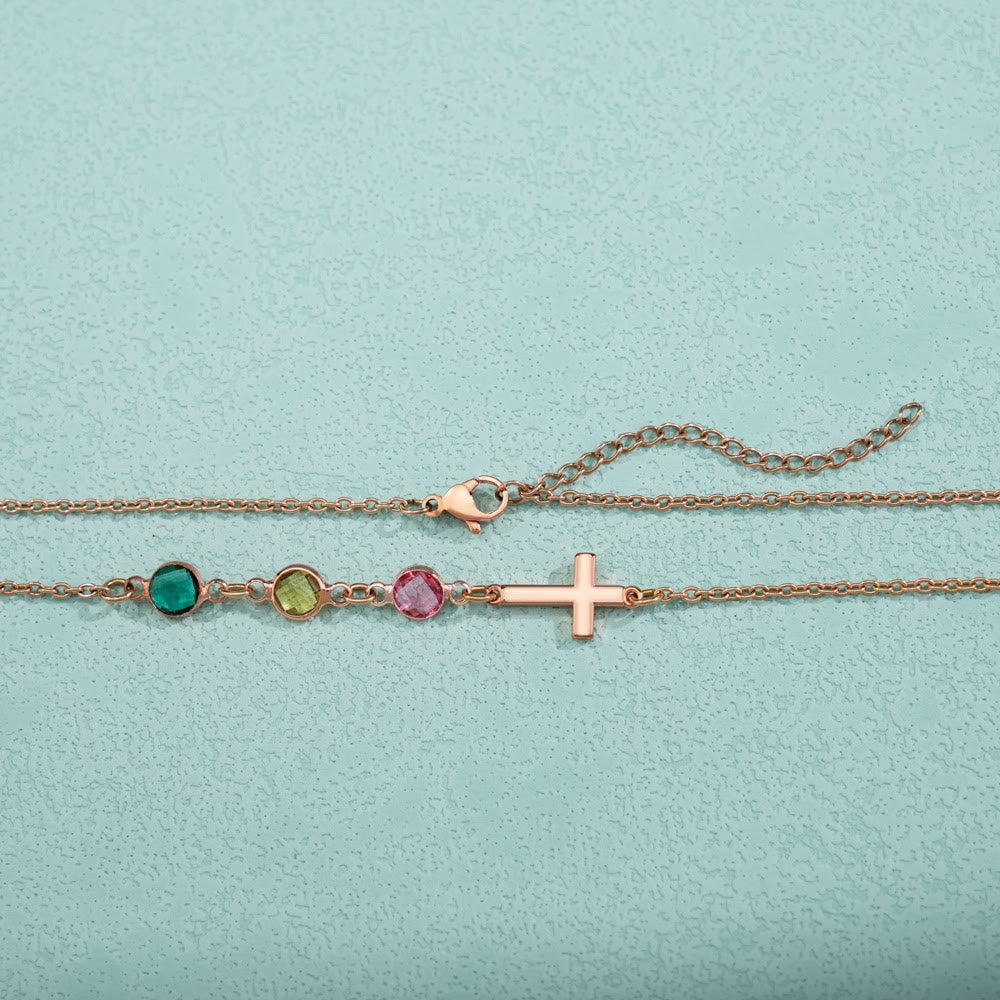 Christianartworkshop Collier croix style moderne avec pierres de naissance - image 3