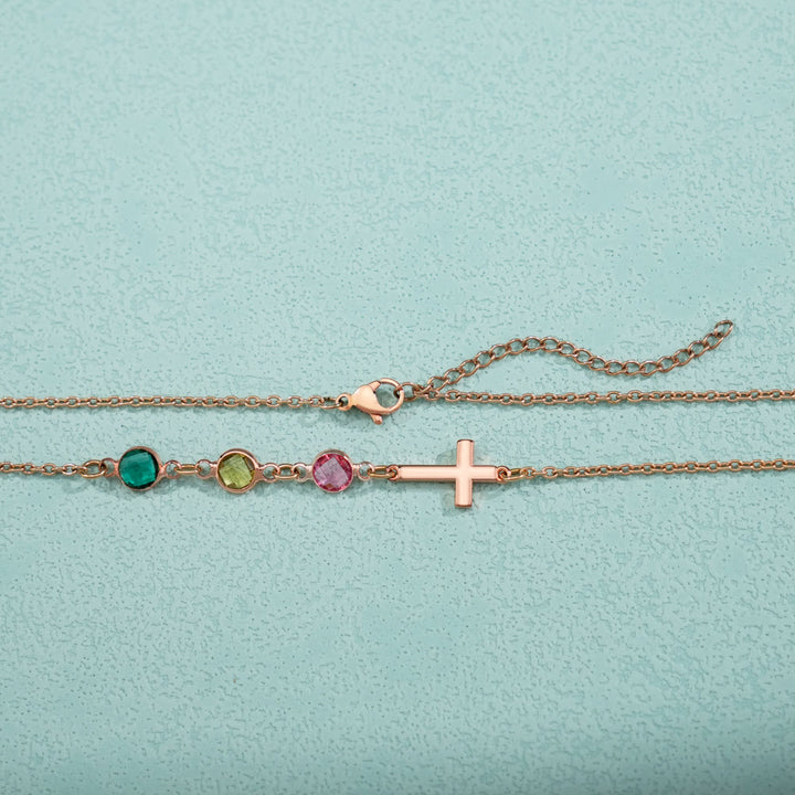 Christianartworkshop Collier croix style moderne avec pierres de naissance - image 3