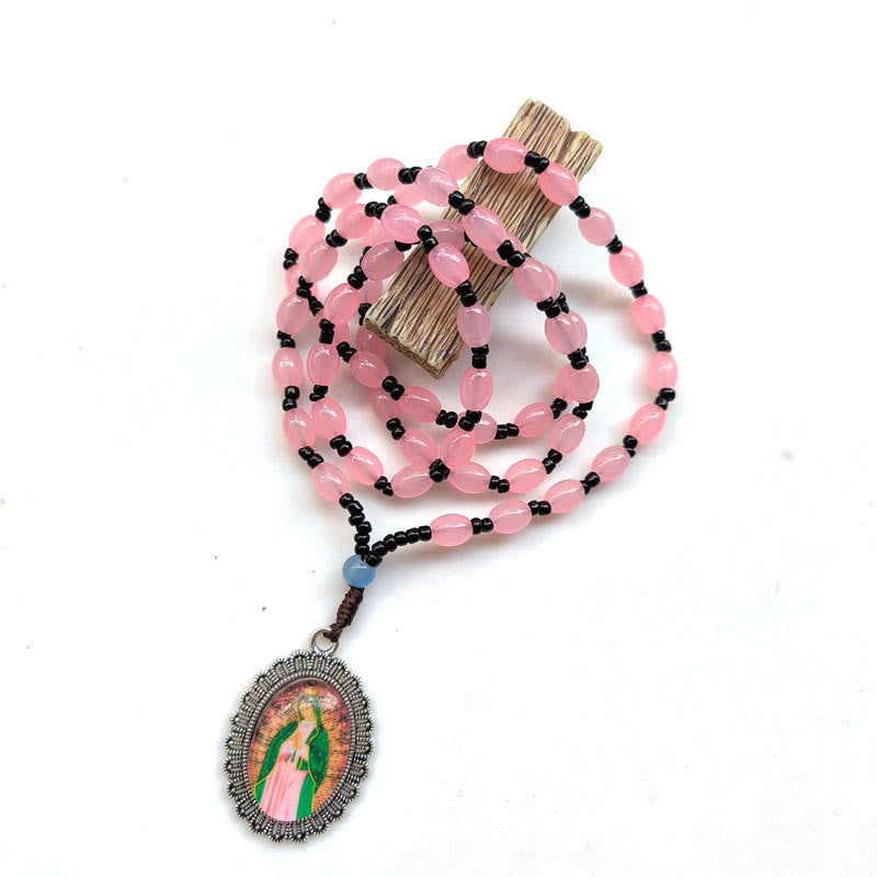 Christianartworkshop Collier pendentif style classique avec 9 icônes de saints (Jésus et la Vierge Marie) - Rose - Notre-Dame de Guadalupe - image 12