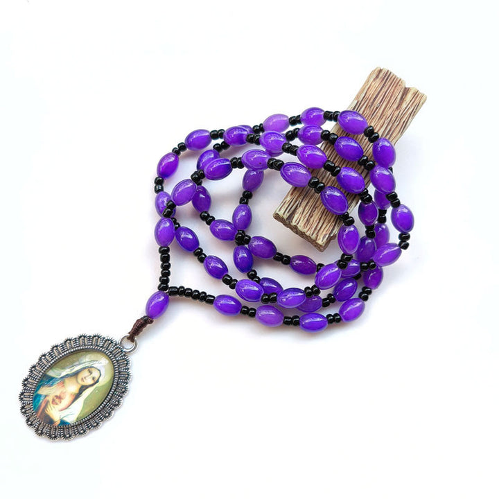Christianartworkshop Collier pendentif style classique avec 9 icônes de saints (Jésus et la Vierge Marie) - Cœur Immaculé de Marie - image 5