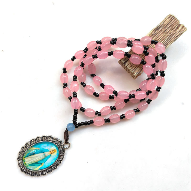 Christianartworkshop Collier pendentif style classique avec 9 icônes de saints (Jésus et la Vierge Marie) - Médaille Miraculeuse Rose - image 10