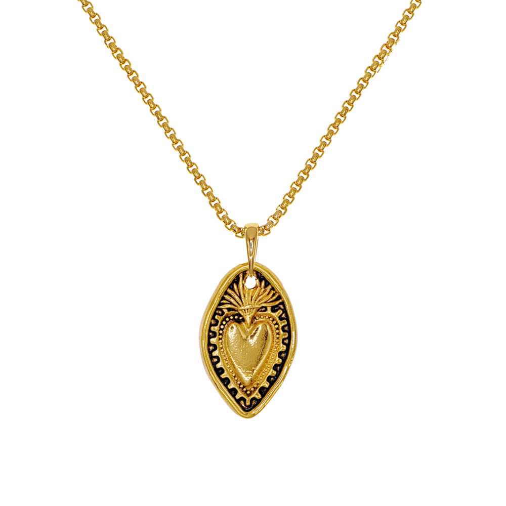Christianartworkshop Collier pendentif en forme de bouclier en cuivre plaqué or 24 carats, style rétro, fait main - image 2
