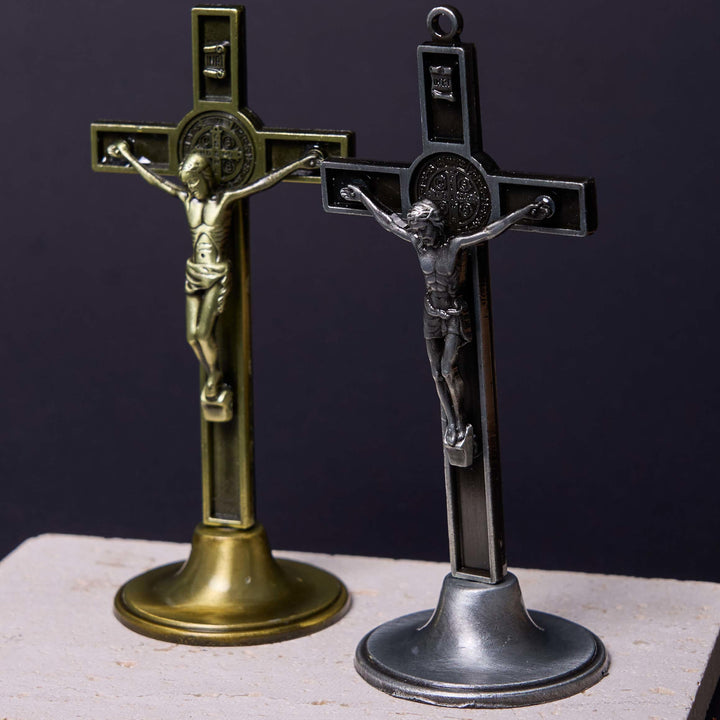 Christianartworkshop Crucifix stéréoscopique de style classique en alliage argent-bronze - image 2