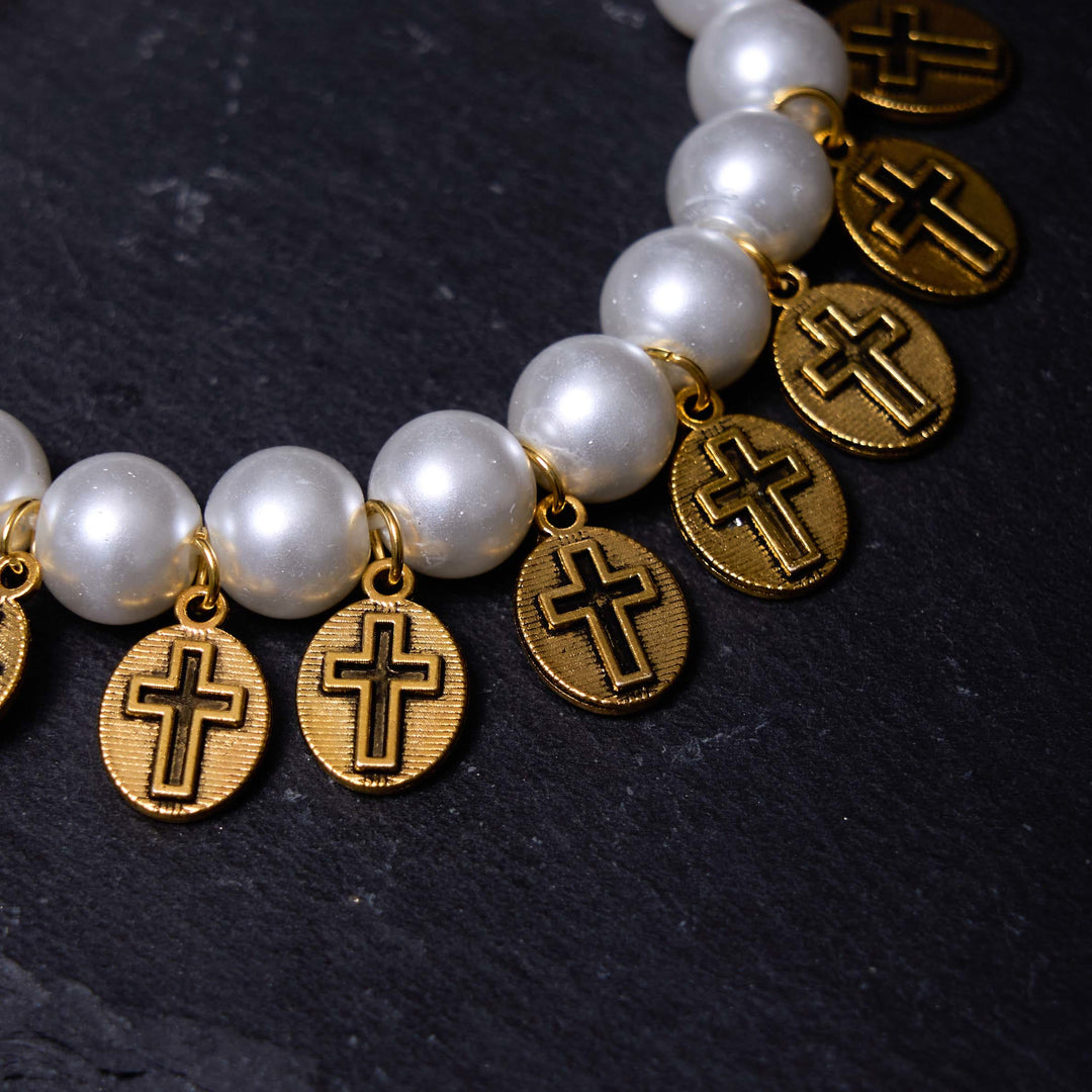 Christianartworkshop Bracelet croix et perles style rétro avec médailles de Saint Jésus et Marie - image 6
