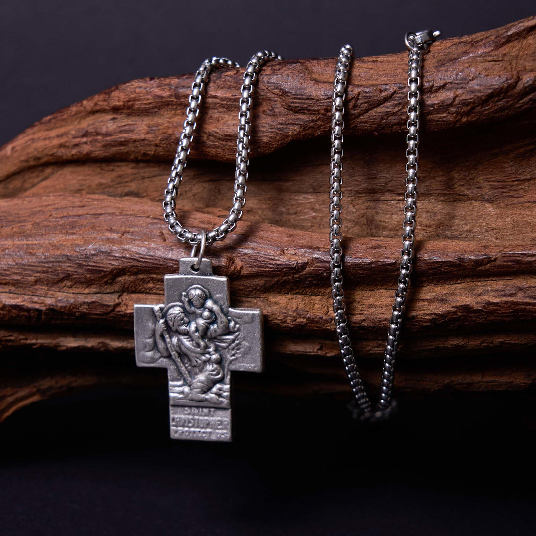 Christianartworkshop Collier pendentif croix gardienne Jésus Marie Joseph style classique en alliage - image 5
