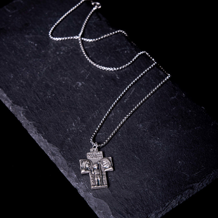 Christianartworkshop Collier pendentif croix gardienne Jésus Marie Joseph style classique en alliage - image 2