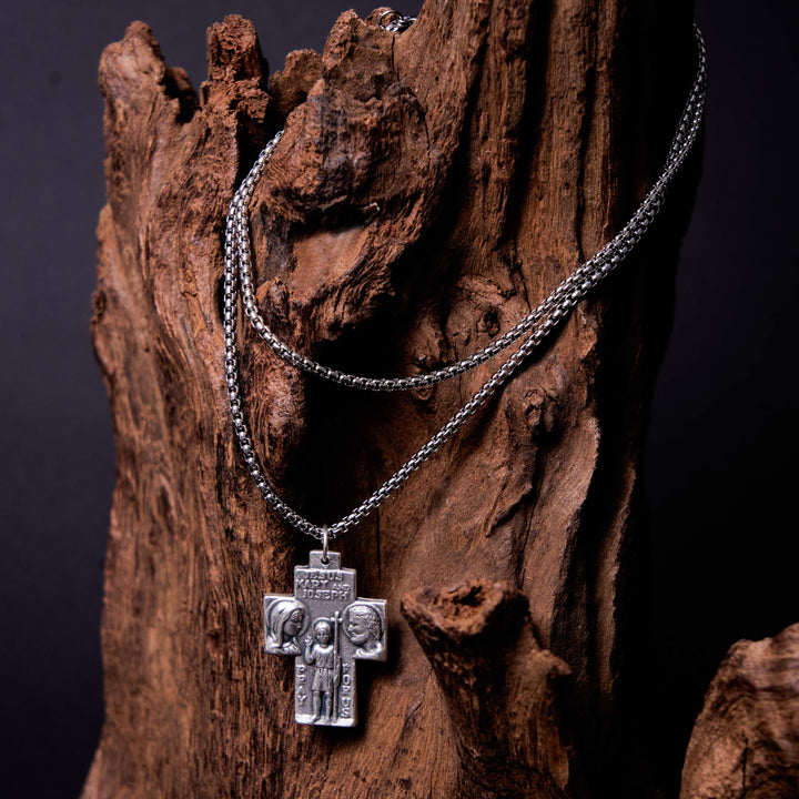 Christianartworkshop Collier pendentif croix gardienne Jésus Marie Joseph style classique en alliage - image 6