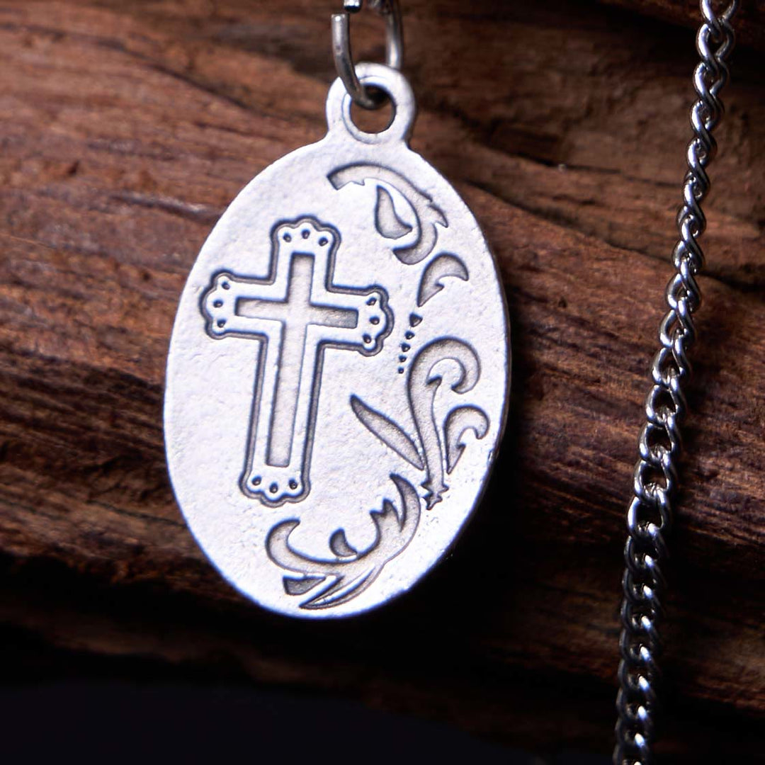 Christianartworkshop Collier pendentif croix fleur Sacré-Cœur de Jésus style classique - image 3