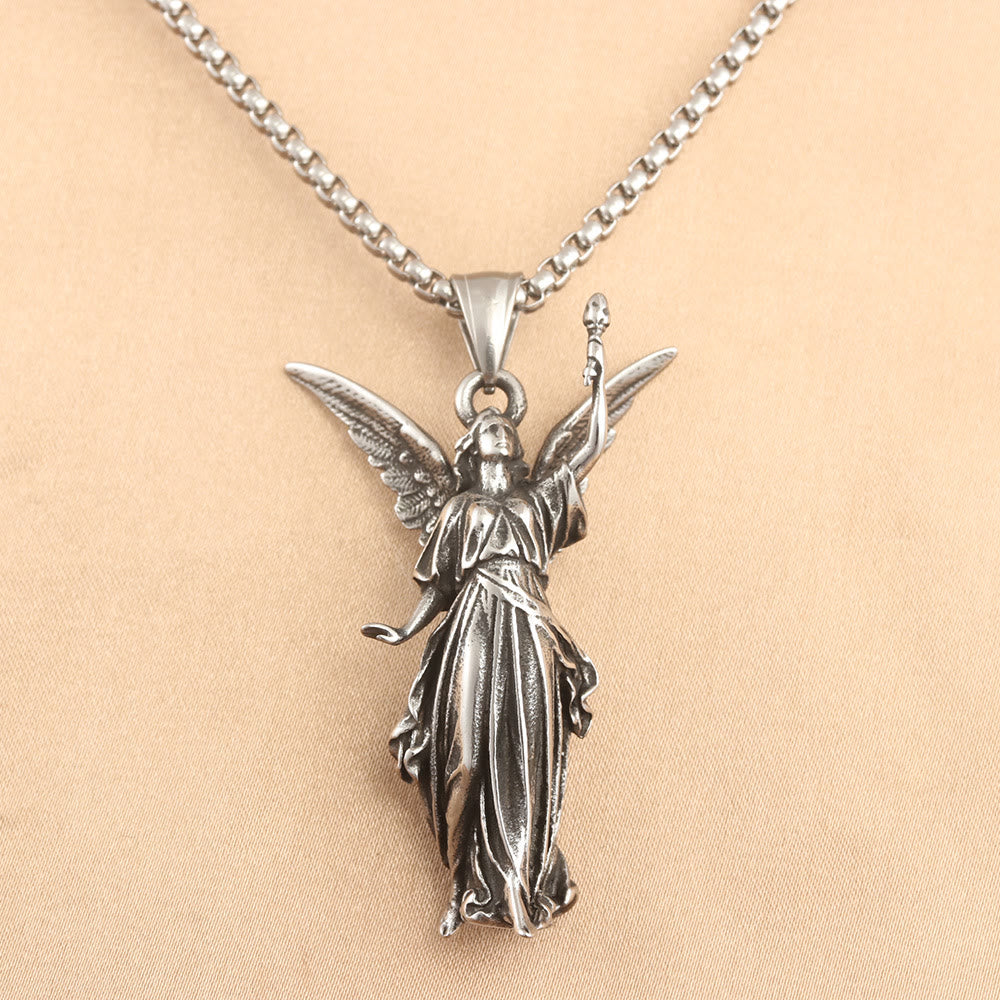 Christianartworkshop Collier pendentif en titane style classique avec ange gardien protecteur céleste - Ange gardien - image 0
