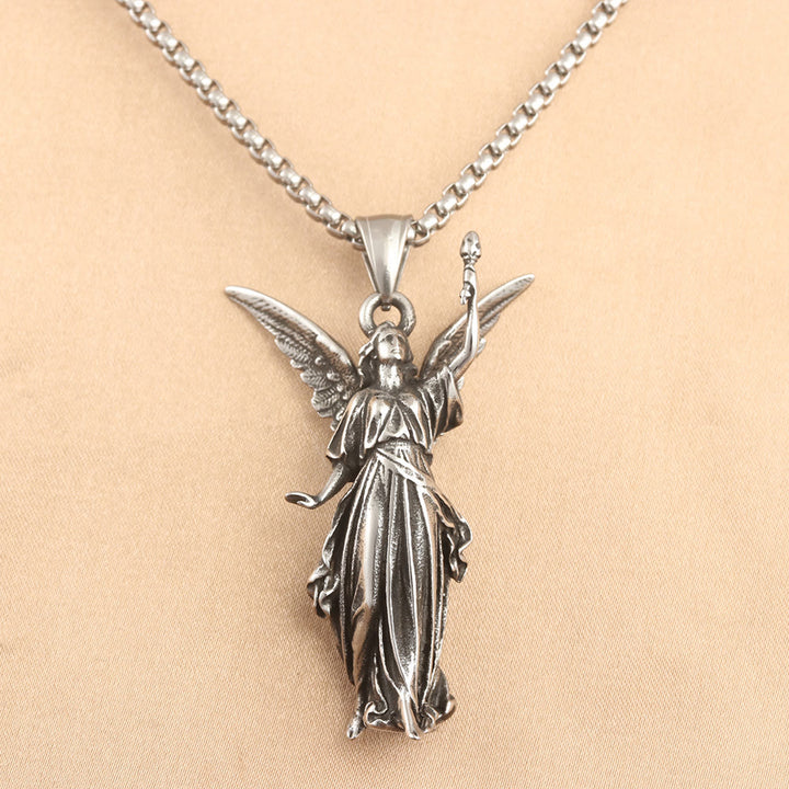 Christianartworkshop Collier pendentif en titane style classique avec ange gardien protecteur céleste - Ange gardien - image 0