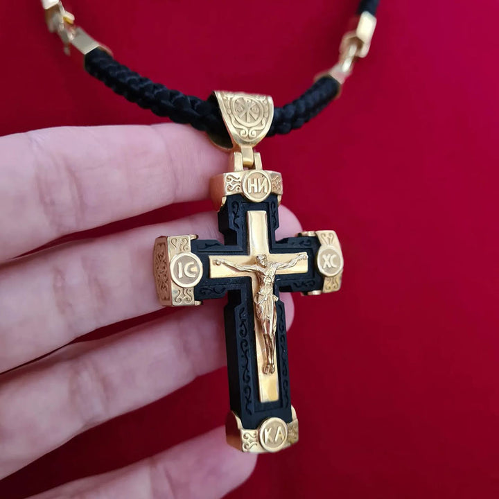 Christianartworkshop Collier pendentif croix de Jésus style luxe en alliage noir et or - image 2