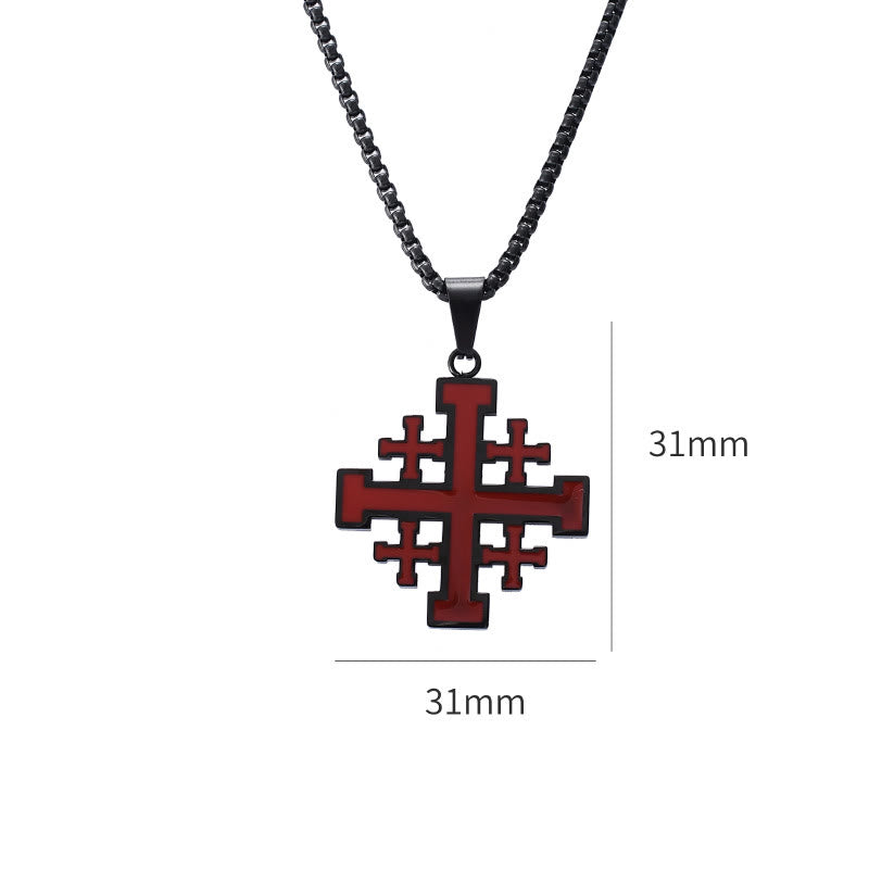Christianartworkshop Collier pendentif croix de Jérusalem style hip-hop en acier titane - image 2
