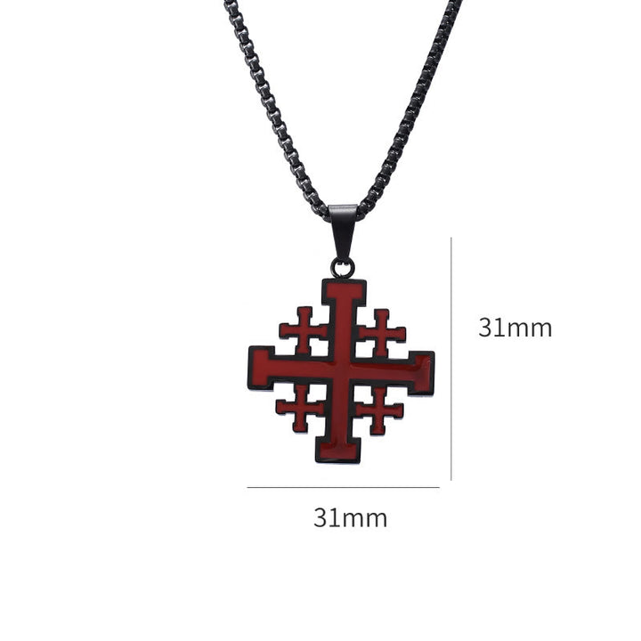 Christianartworkshop Collier pendentif croix de Jérusalem style hip-hop en acier titane - image 2