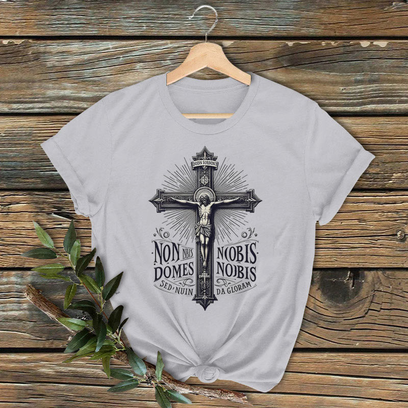 T-shirt à manches courtes Christianartworkshop avec emblème de crucifixion de style classique coloré - Gris - 2XL - image 1