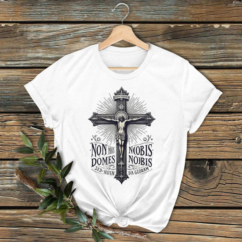 T-shirt à manches courtes Christianartworkshop avec emblème de crucifixion de style classique coloré - Blanc - 2XL - image 0