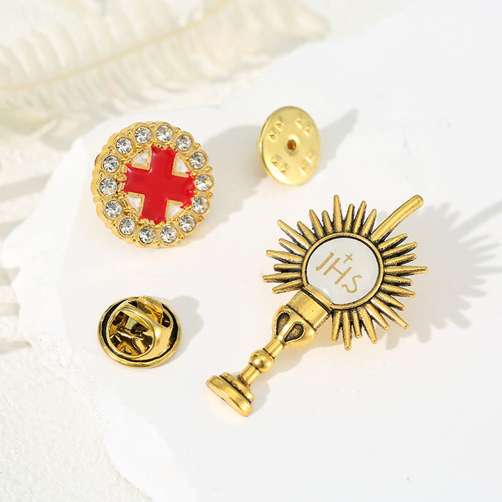 Christianartworkshop Ensemble de 4 broches anti-dévoilement style rétro frais et tendance, à thème religieux. - image 1