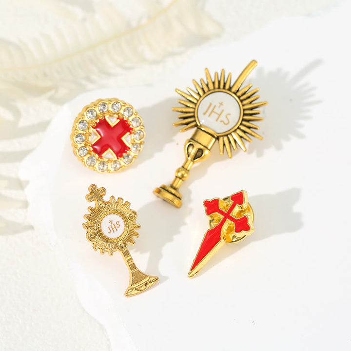 Christianartworkshop Ensemble de 4 broches anti-dévoilement style rétro frais et tendance, à thème religieux. - Ensemble de 4 pièces - image 0