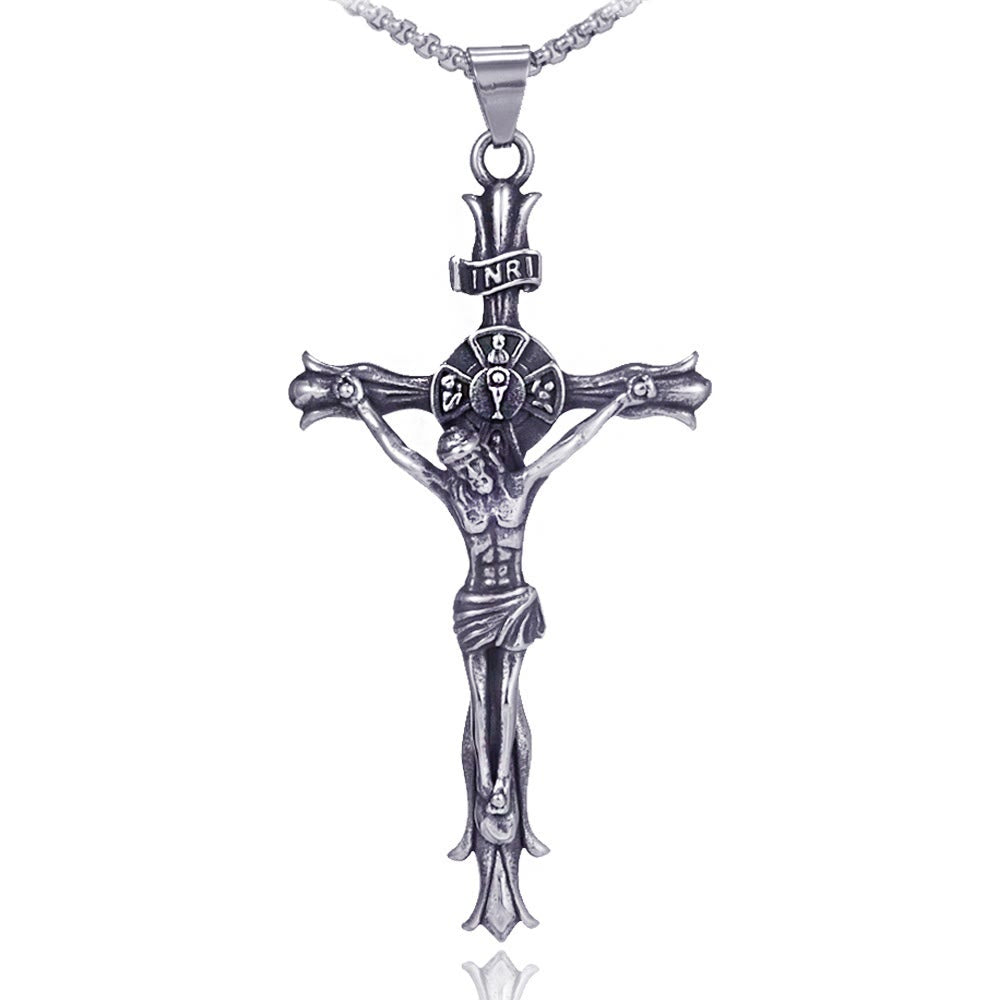Christianartworkshop Collier pendentif crucifix en acier inoxydable style rétro - image 3