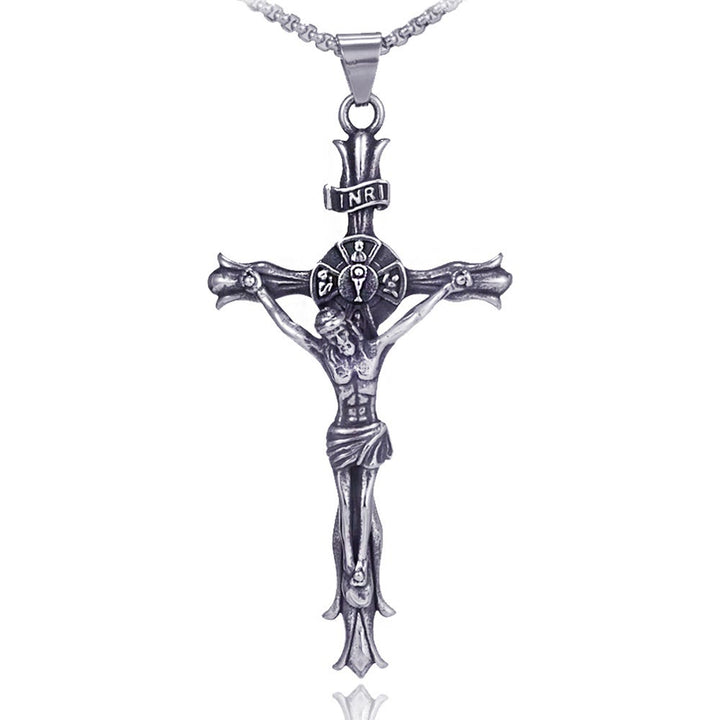 Christianartworkshop Collier pendentif crucifix en acier inoxydable style rétro - image 3