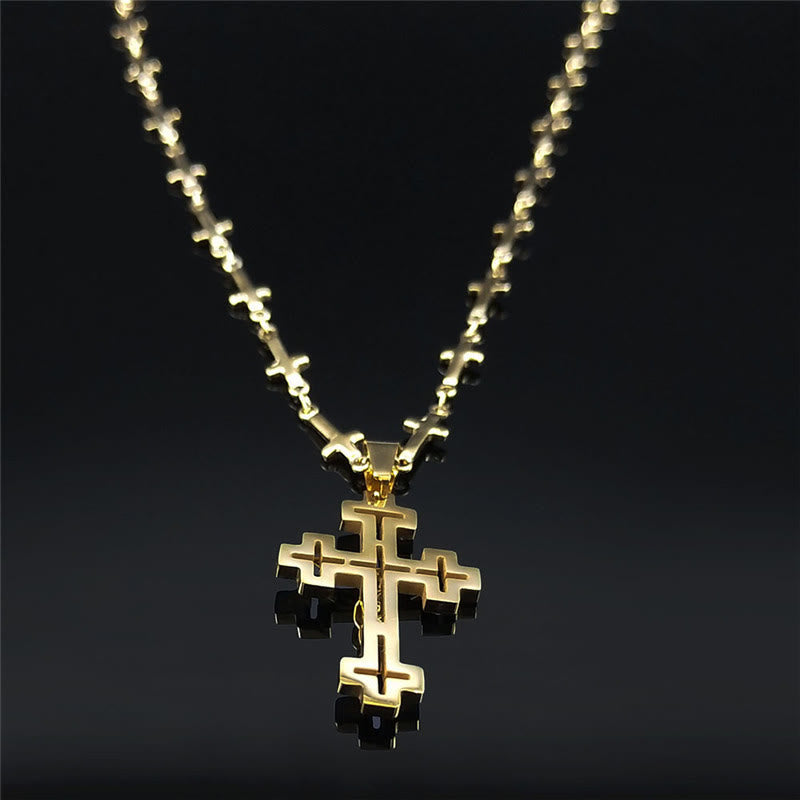 Christianartworkshop Collier pendentif crucifix style rétro noble avec chaîne en forme de croix - image 2