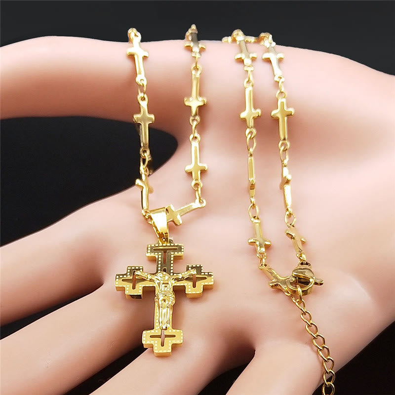 Christianartworkshop Collier pendentif crucifix style rétro noble avec chaîne en forme de croix - image 4