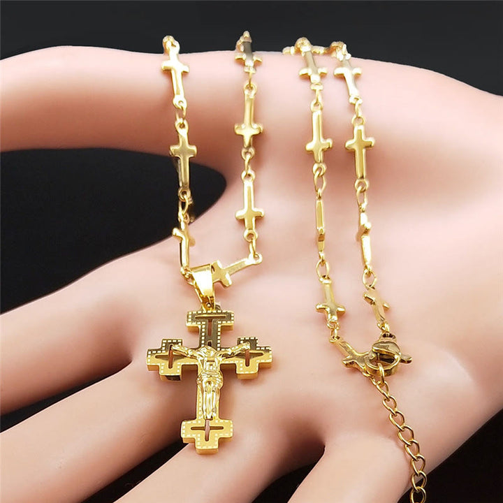 Christianartworkshop Collier pendentif crucifix style rétro noble avec chaîne en forme de croix - image 4