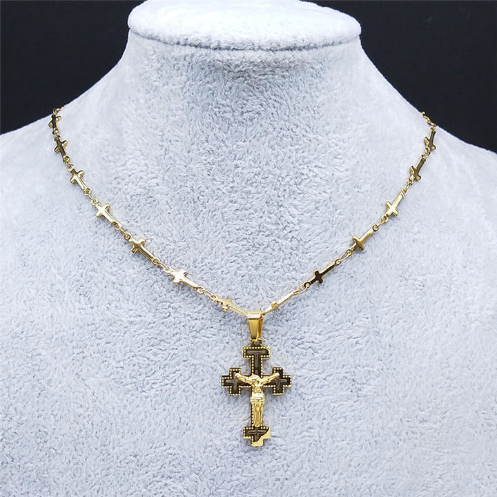 Christianartworkshop Collier pendentif crucifix style rétro noble avec chaîne en forme de croix - image 5