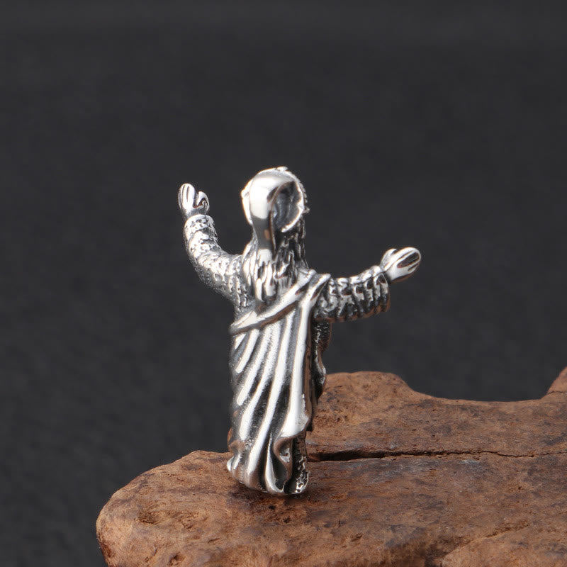 Collier pendentif Jésus en argent sterling style rétro vintage de Christianartworkshop - image 2