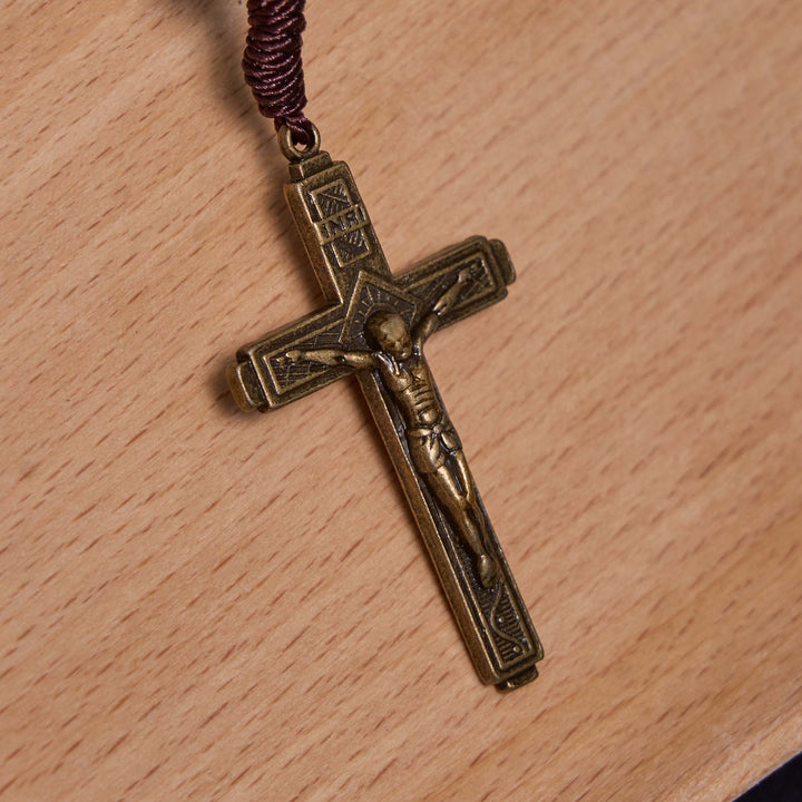 Christianartworkshop Notre-Dame de Guadalupe et crucifix en agate verte ronde de 10 mm, cordon en nylon - image 5