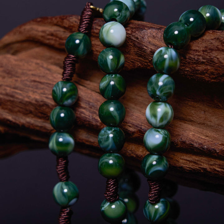 Christianartworkshop Notre-Dame de Guadalupe et crucifix en agate verte ronde de 10 mm, cordon en nylon - image 6
