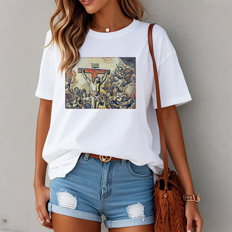 T-shirt à manches courtes Christianartworkshop style classique Crucifixion de Jésus - image 1