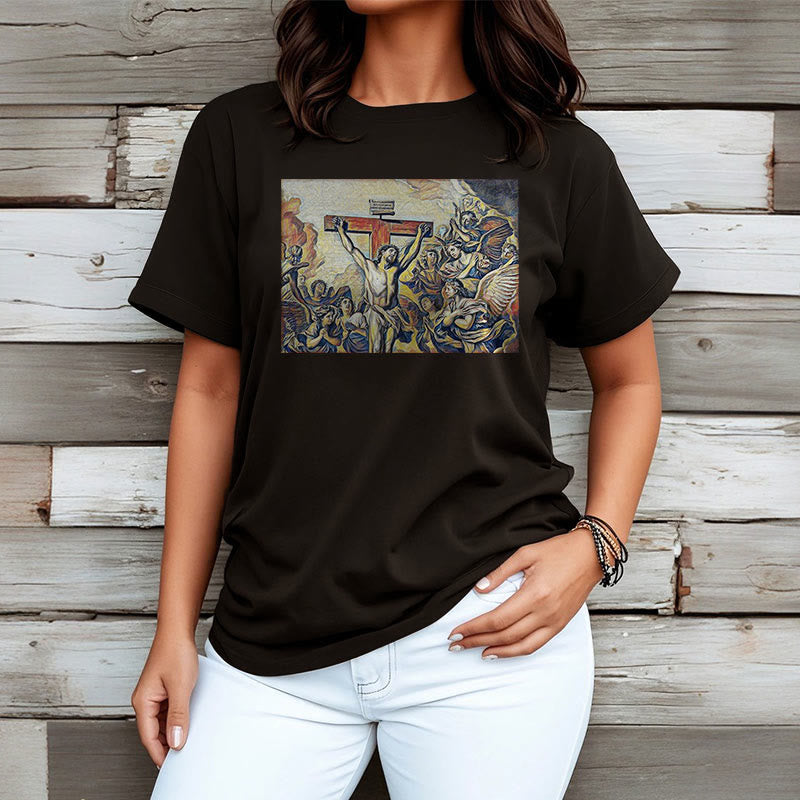 T-shirt à manches courtes Christianartworkshop style classique Crucifixion de Jésus - image 5