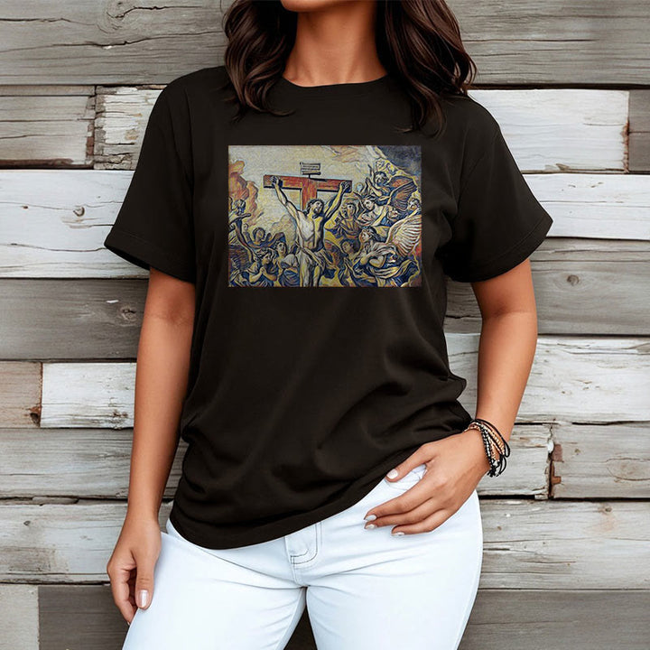 T-shirt à manches courtes Christianartworkshop style classique Crucifixion de Jésus - image 5