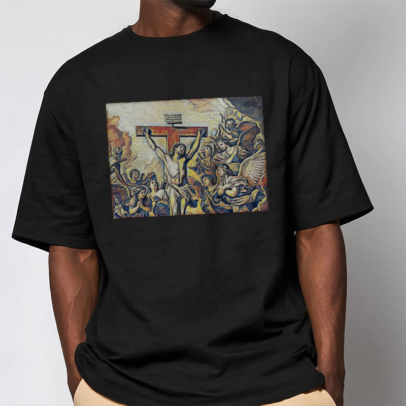 T-shirt à manches courtes Christianartworkshop style classique Crucifixion de Jésus - image 4