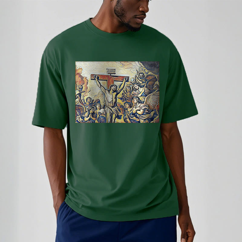 T-shirt à manches courtes Christianartworkshop style classique Crucifixion de Jésus - image 10