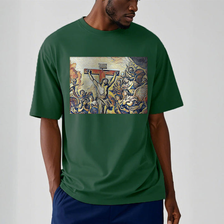 T-shirt à manches courtes Christianartworkshop style classique Crucifixion de Jésus - image 10