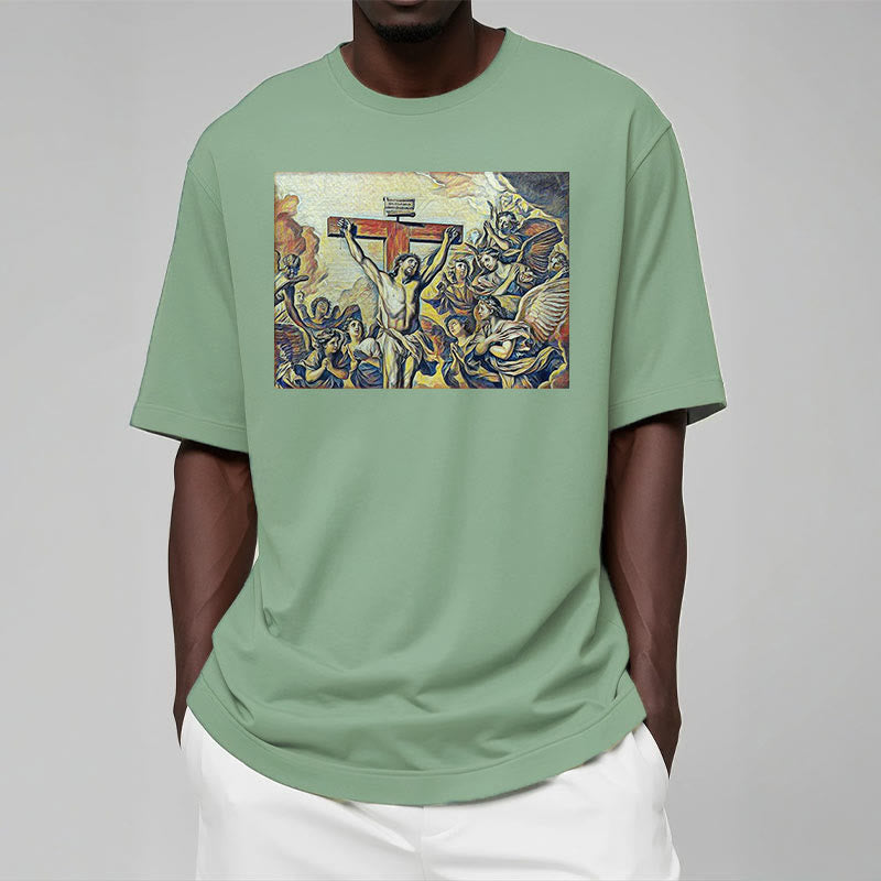 T-shirt à manches courtes Christianartworkshop style classique Crucifixion de Jésus - image 12