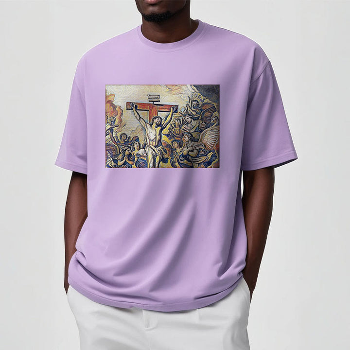 T-shirt à manches courtes Christianartworkshop style classique Crucifixion de Jésus - image 16