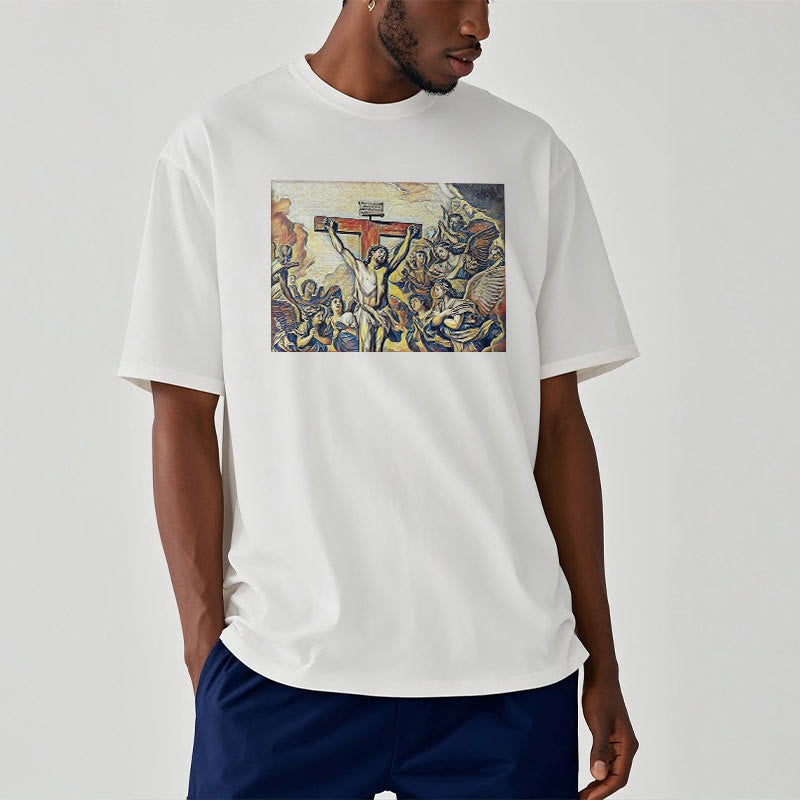 T-shirt à manches courtes Christianartworkshop style classique Crucifixion de Jésus - image 2