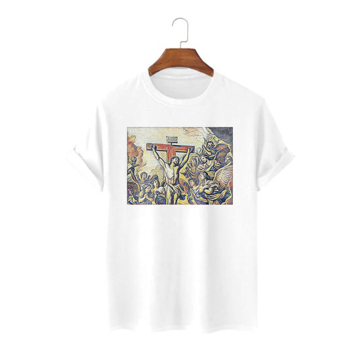 T-shirt à manches courtes Christianartworkshop style classique Crucifixion de Jésus - Blanc - 2XL - image 0